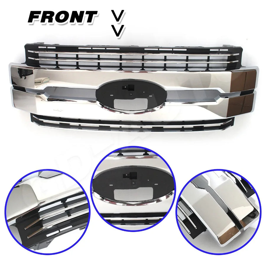 Chrome Front Grille – 2017–2019 Ford Super Duty F-250/F-350/F-450