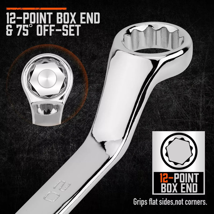 9-Piece Metric 75-Degree Offset Double Box-End Wrench Set