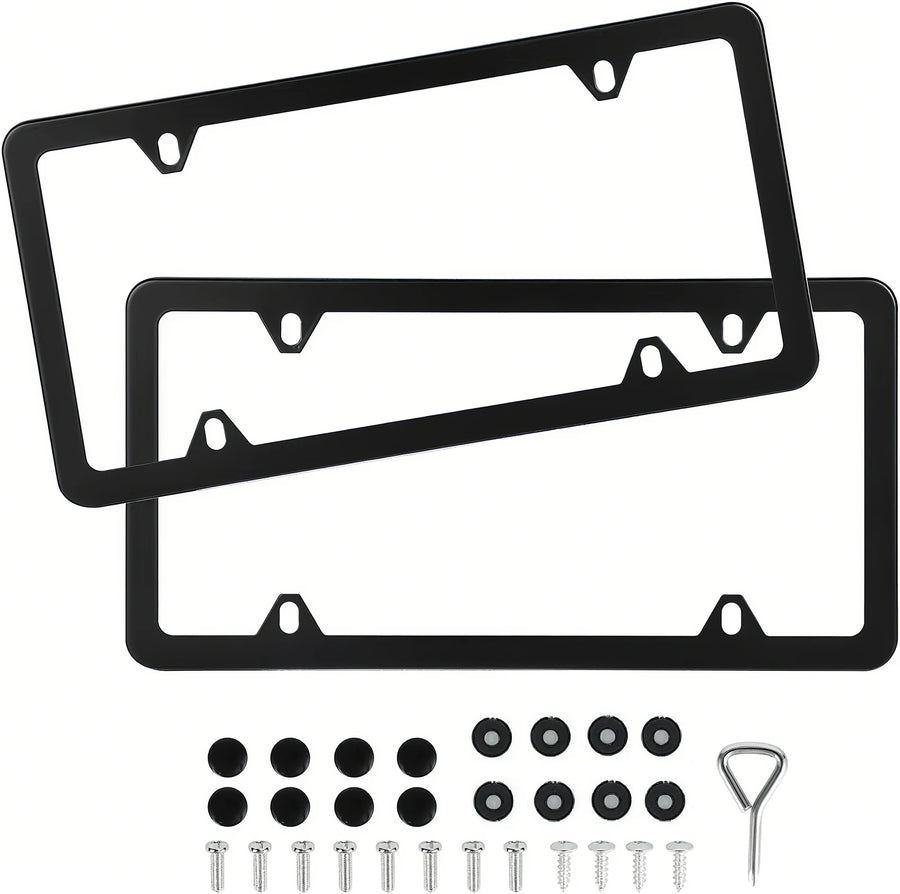 2-Piece Black Stainless-Steel US License Plate Frame Set