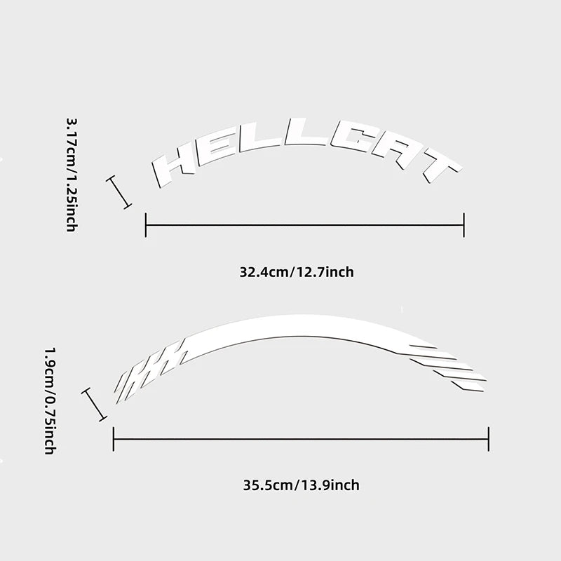 For 4 Tires Hellcat 8PCS 3D Tire Letter Stickers Waterproof Pvc Wheel Decals Car