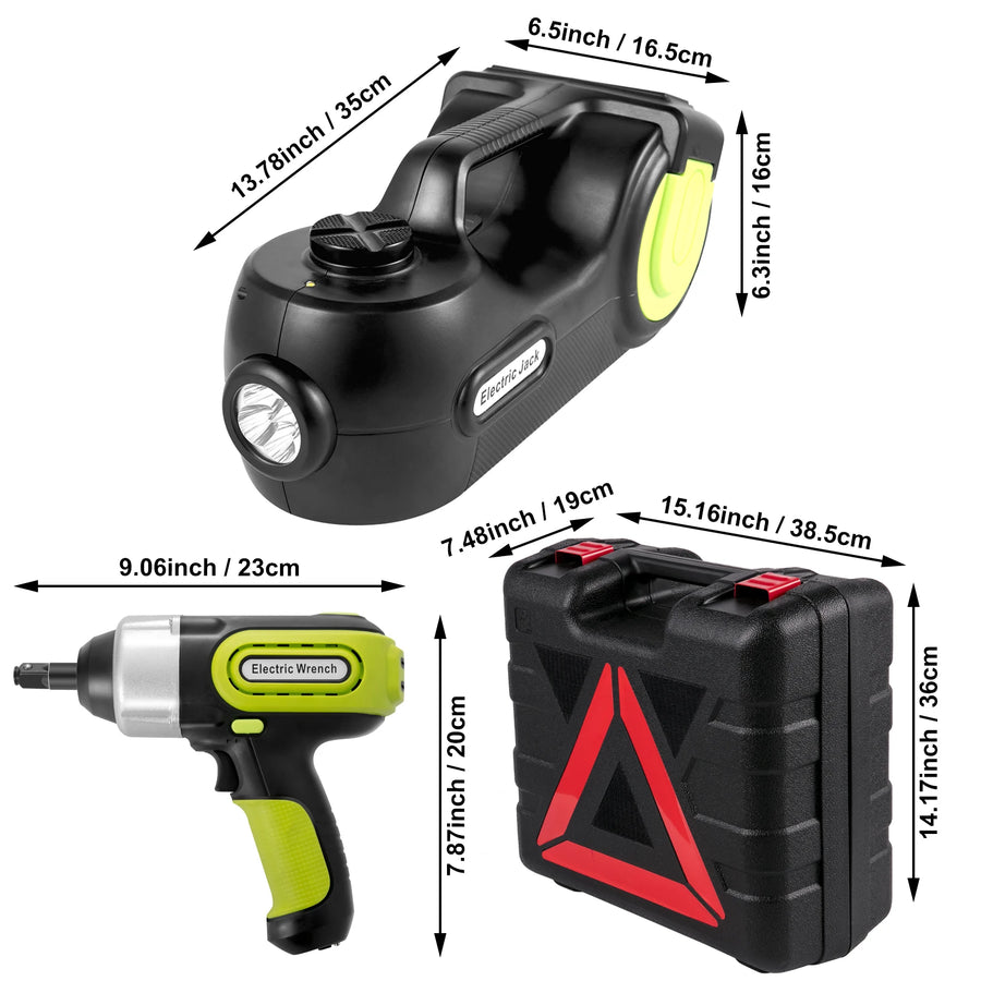 5-Ton 12V Electric Hydraulic Jack Kit with Impact Wrench and LED Light