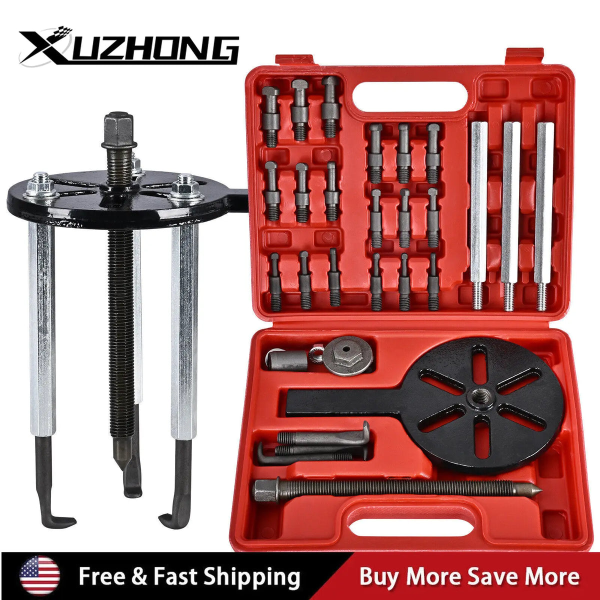 21 in1 Bearing Disassembly Puller Inner Hole Removal Tool Three-jaw Puller Set