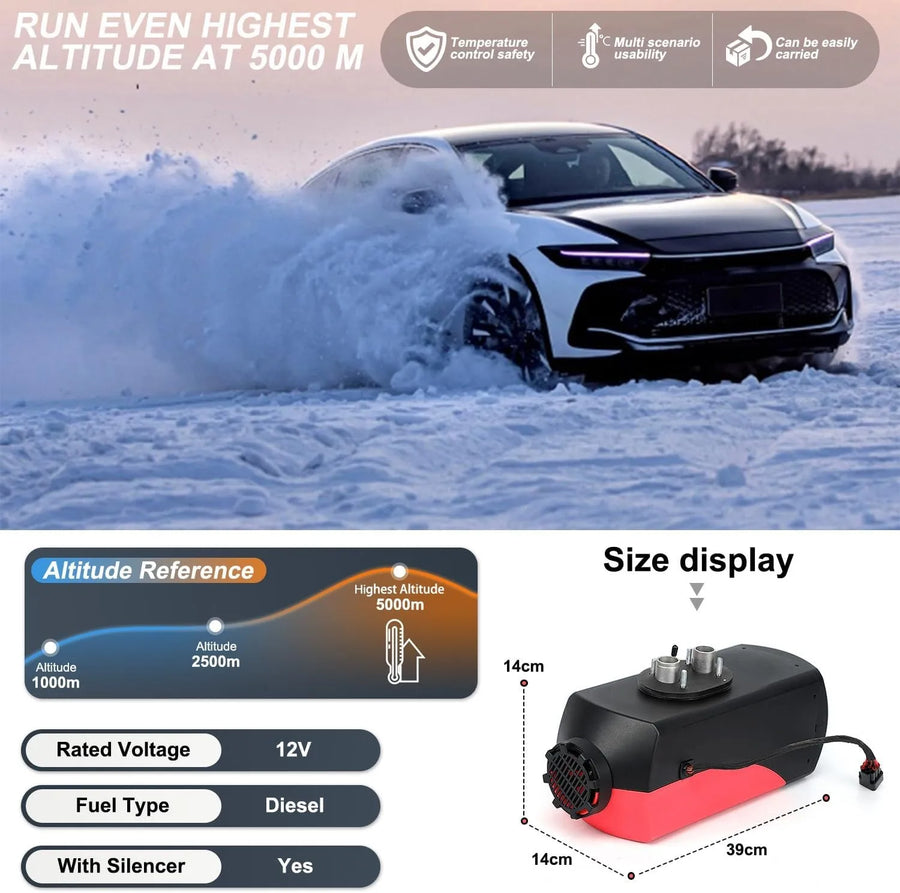LCD Thermostat 5KW 12V Diesel Air Heater Quiet for Truck Boat Car Trailer
