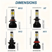 2-Piece H4/H7/H11/H13/9004/9005 LED Headlight Bulb – 6000K