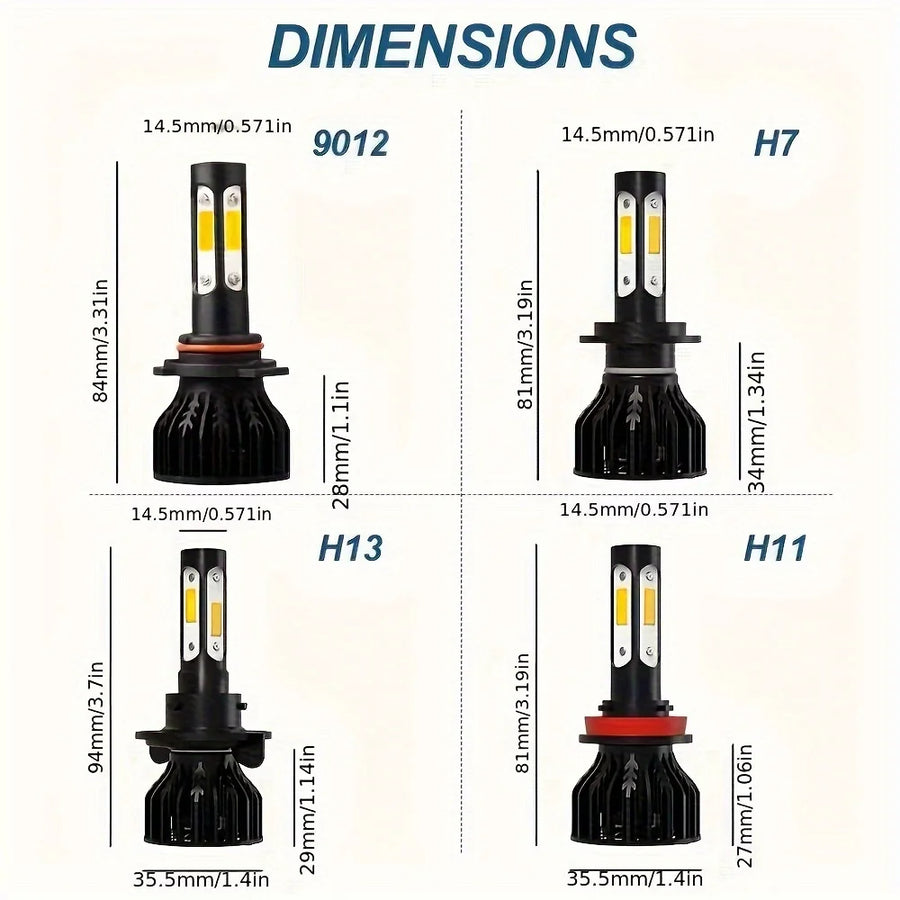 2-Piece H4/H7/H11/H13/9004/9005 LED Headlight Bulb – 6000K