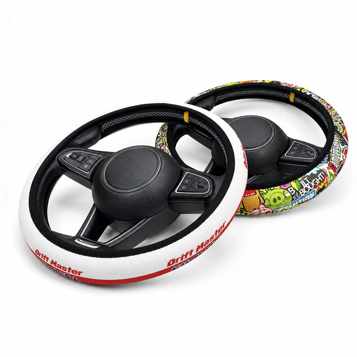 JDM-Style 38 cm Polyester Steering Wheel Cover