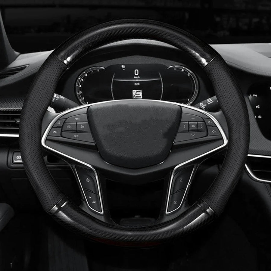 Hand-Stitch Steering Wheel Cover – 38 cm, O/D-Shaped Options
