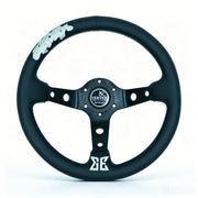 320 mm Black Leather Deep-Dish Racing Steering Wheel