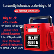 4000A 12V/24V Portable Vehicle Jump Starter - 56,000mAh