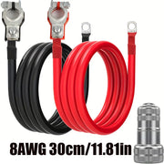 8 AWG Battery Inverter Cable with Tinned Copper Ring Terminals