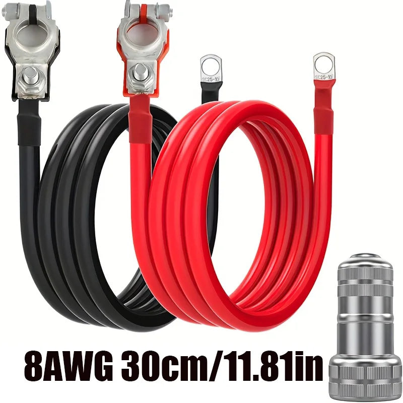 8 AWG Battery Inverter Cable with Tinned Copper Ring Terminals