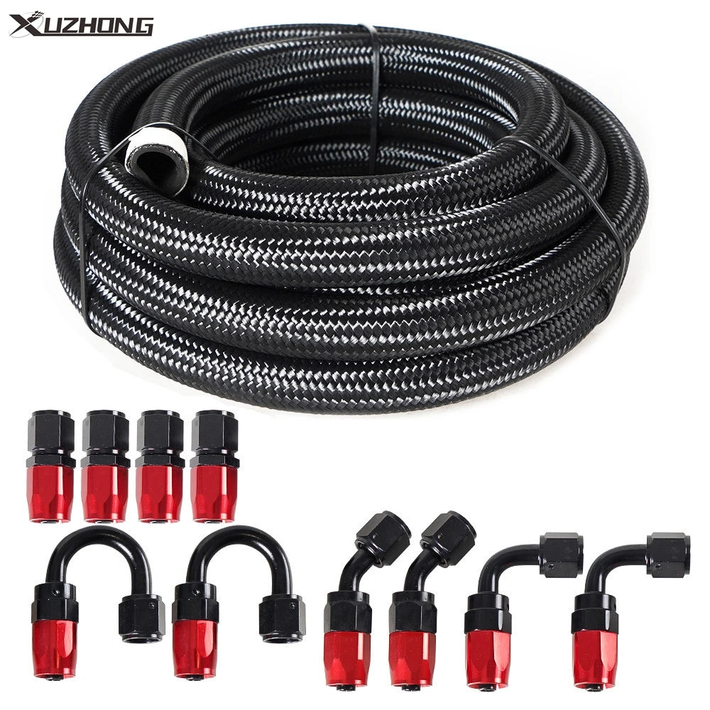 20ft Stainless Steel Braided 6/8/10/AN CPE Fuel/Oil Hose Line & Fittings Set