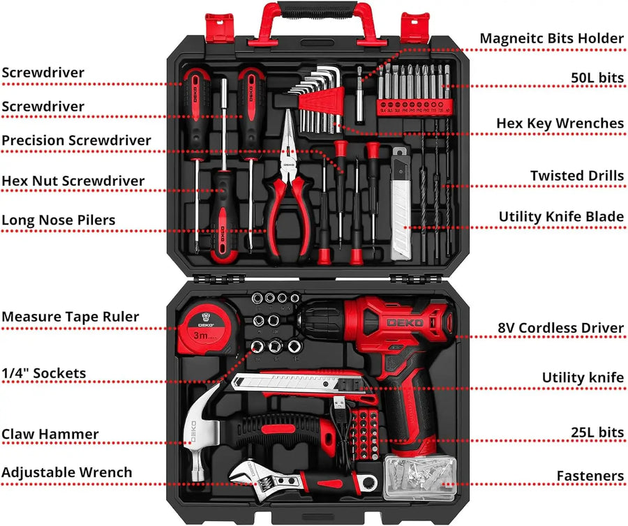 126-Piece Cordless Drill and Home/Automotive Tool Kit