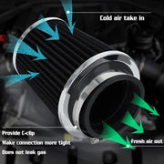Universal 3 Inch 76mm High Flow Inlet Cleaner Dry Filter Cold Air Intake Cone Black