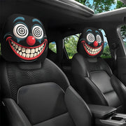 2-Piece Scary Clown Face Car Headrest Covers – Stain-Resistant Interior Decor