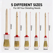 5-Piece Wooden Handle Boar Bristle Detailing Brush Set