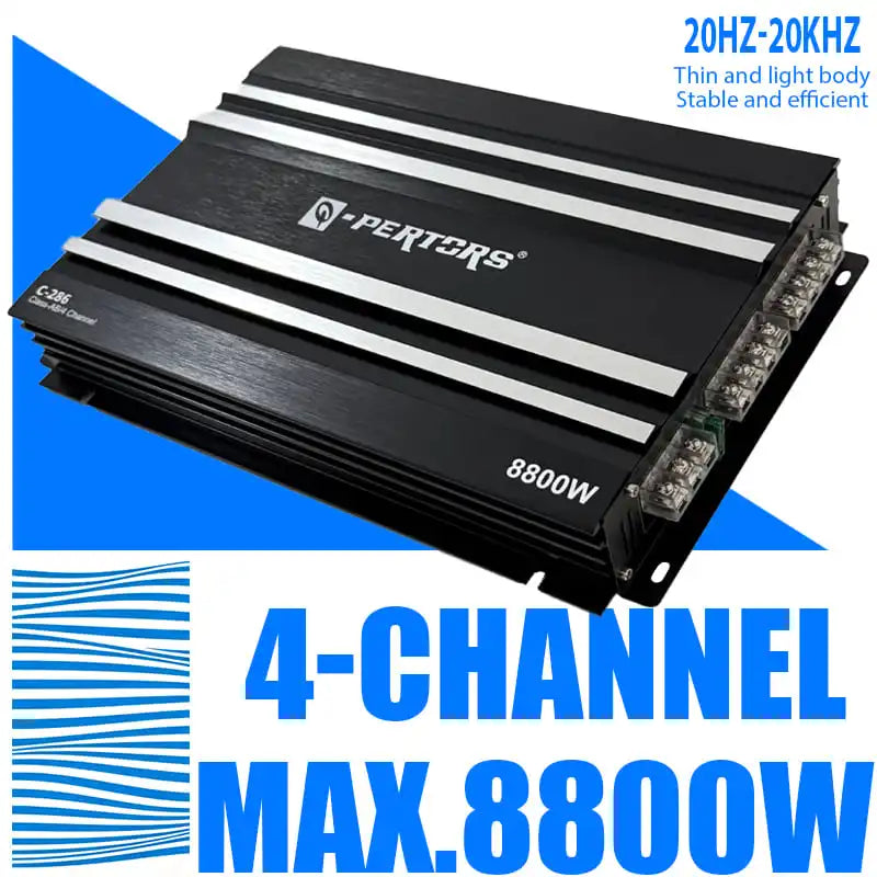 4-Channel Class AB 8800W Max Bridgeable Car Audio Amplifier