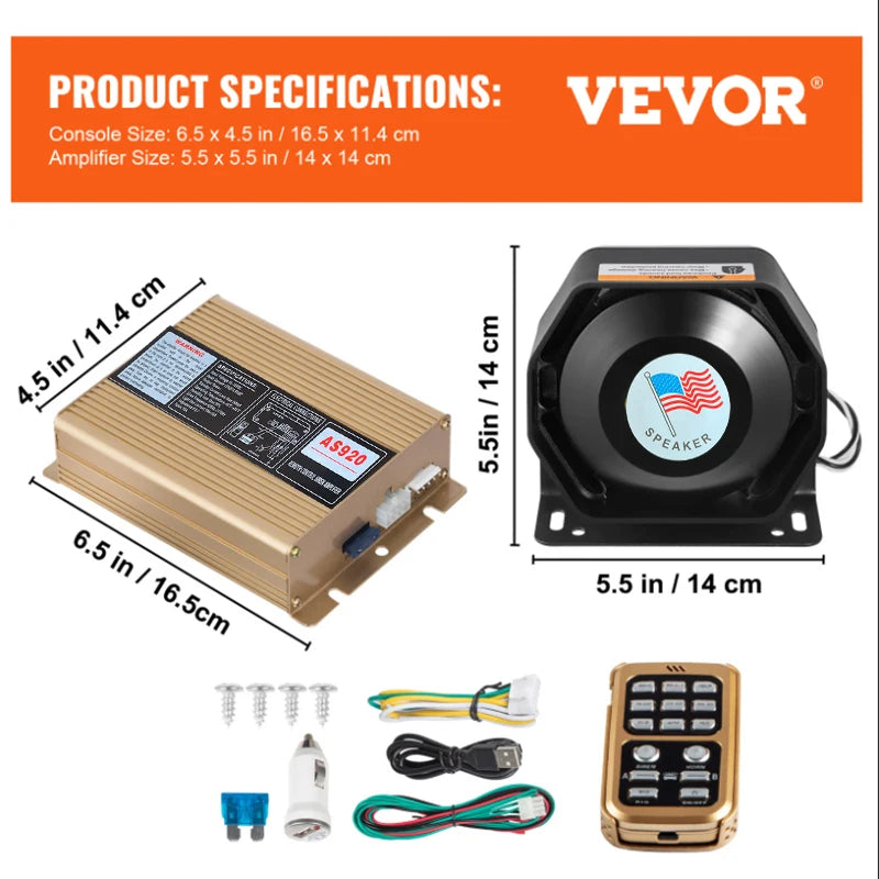 12V 200W Multi-Tone Vehicle PA Siren – Component Options