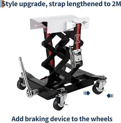 450 lbs Low Profile Transmission Jack with Safety Straps Auto Repair 2007-2023" Lift with 2m Safety Straps& 4 Brake Wheels, Black