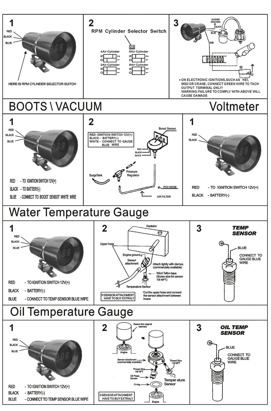 37mm Water Temperature Automotive Gauge