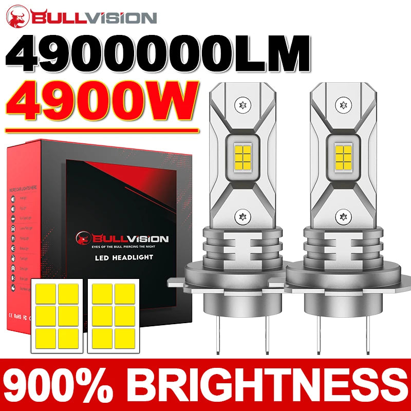 2-Piece H7 LED Headlight Bulb – 6000K, CANBUS, Compact