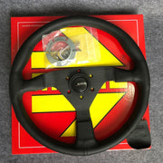 MonteCarlo V1 350mm/14'' Leather Thickened Flat Spoke Sport Volante Steering Wheel