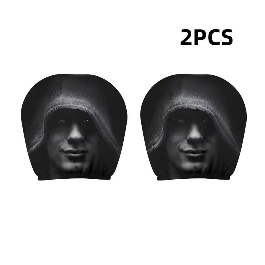 2-Piece Horror Face Car Headrest Covers – Universal Washable Interior Decor