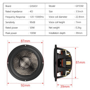 3.5-Inch Carbon-Fiber Cone Car Midrange Speaker