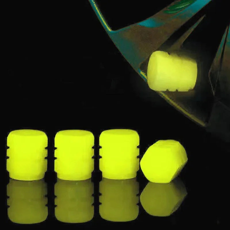 Glow-in-the-Dark Tire Valve Cap Set
