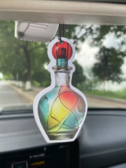 Colorful Rainbow Glass Perfume Bottle Hanging Car Air Freshener
