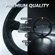 350 mm Deep-Dish Racing Steering Wheel – Red, Yellow or White