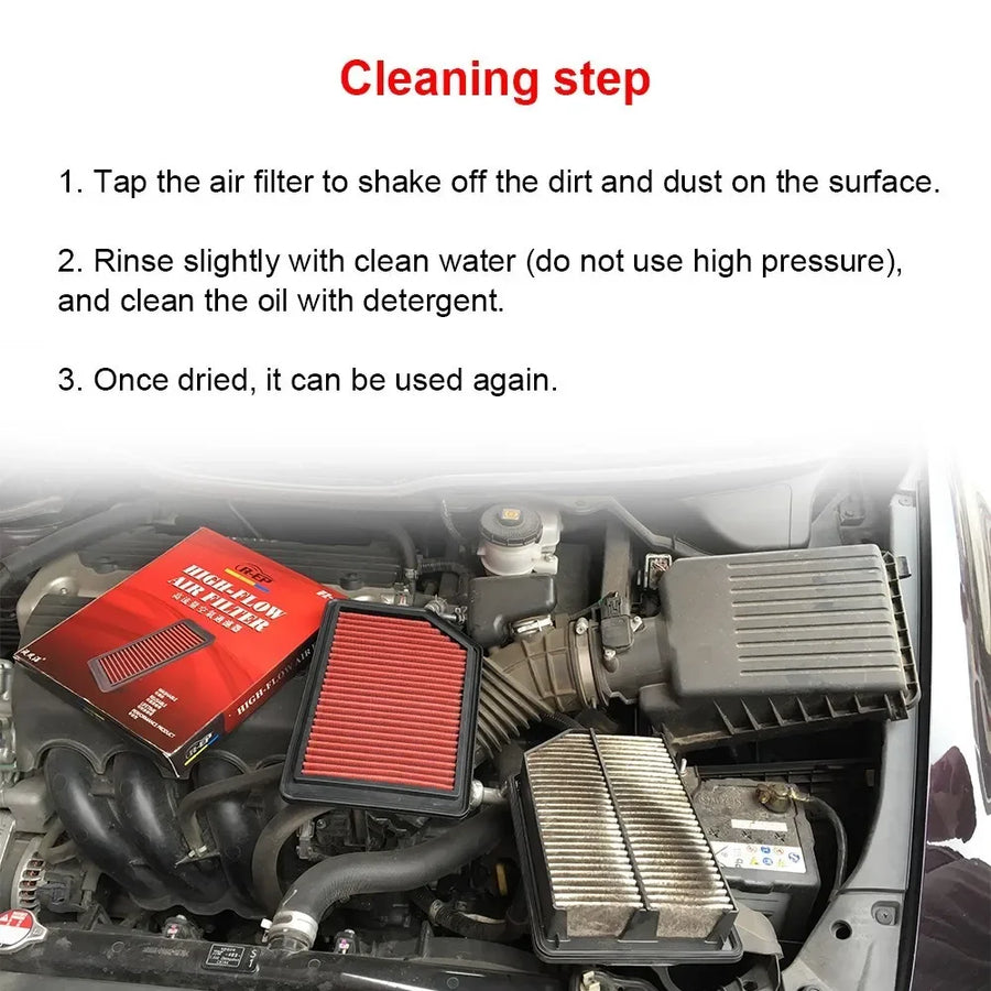 High-Flow Washable Engine Air Filter for Acura/Honda/Hyundai/Kia Models