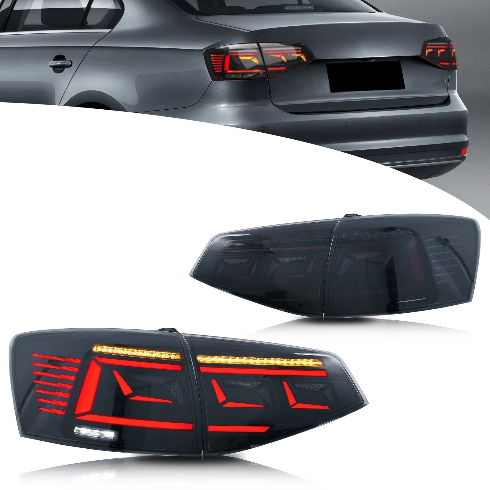 Volkswagen Jetta MK6 LED Tail Light Pair with Sequential Signals – 2015–2018