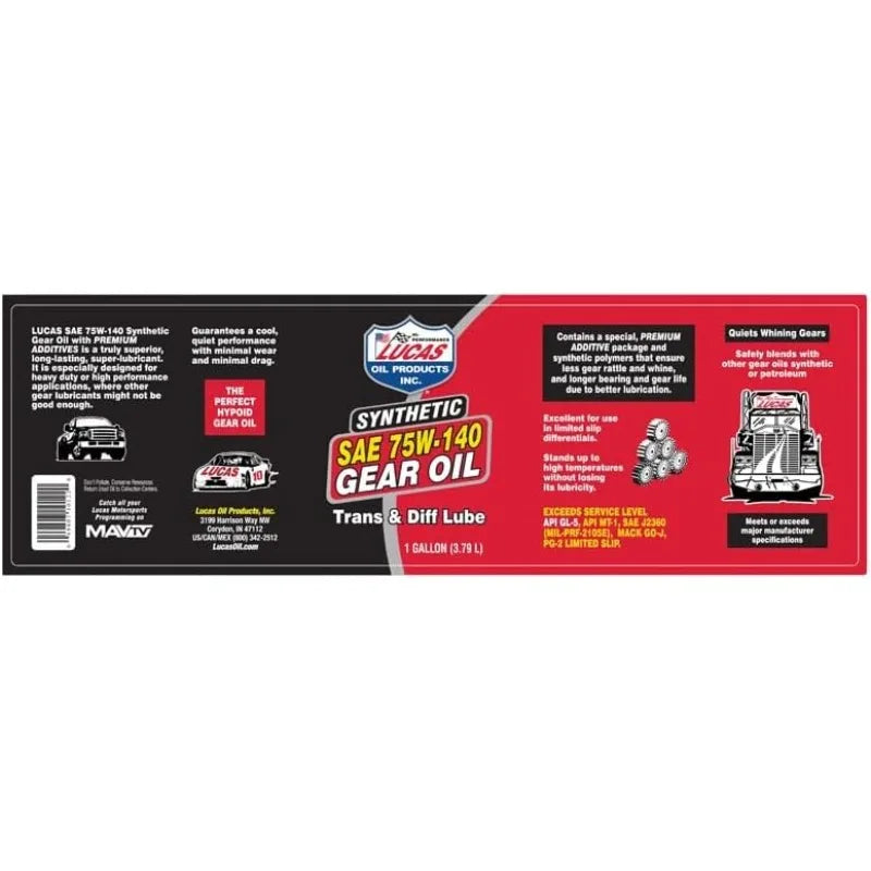 Lucas Oil 10122 75 W-140 Synthetic Motor Lube, Case of 4