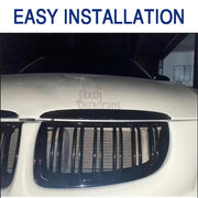 1Pair Front Grill Grille Double-Layer Grille Gloss Black ABS Fit for BMW 3-Series E90 E91 Wagon
