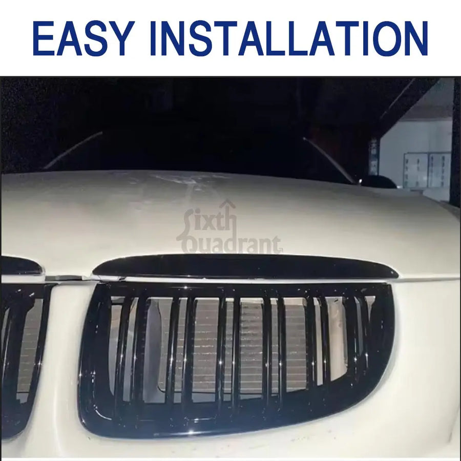 1Pair Front Grill Grille Double-Layer Grille Gloss Black ABS Fit for BMW 3-Series E90 E91 Wagon