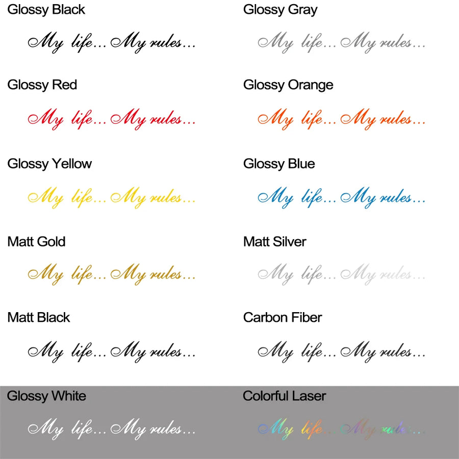 “My Life... My Rules...” Vinyl Decal Pair – Multiple Sizes
