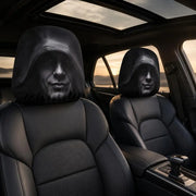 2-Piece Mysterious Hooded Face Car Headrest Covers – Universal Black Interior Decor