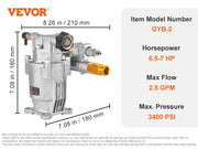 3/4-Inch Shaft Pressure Washer Pump – 3,400 PSI, 2.5 GPM