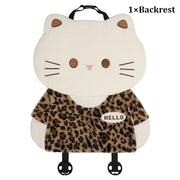Fun Leopard Print Cartoon Cat Plush Car Seat Covers Set Soft Breathable Rabbit Fur Material