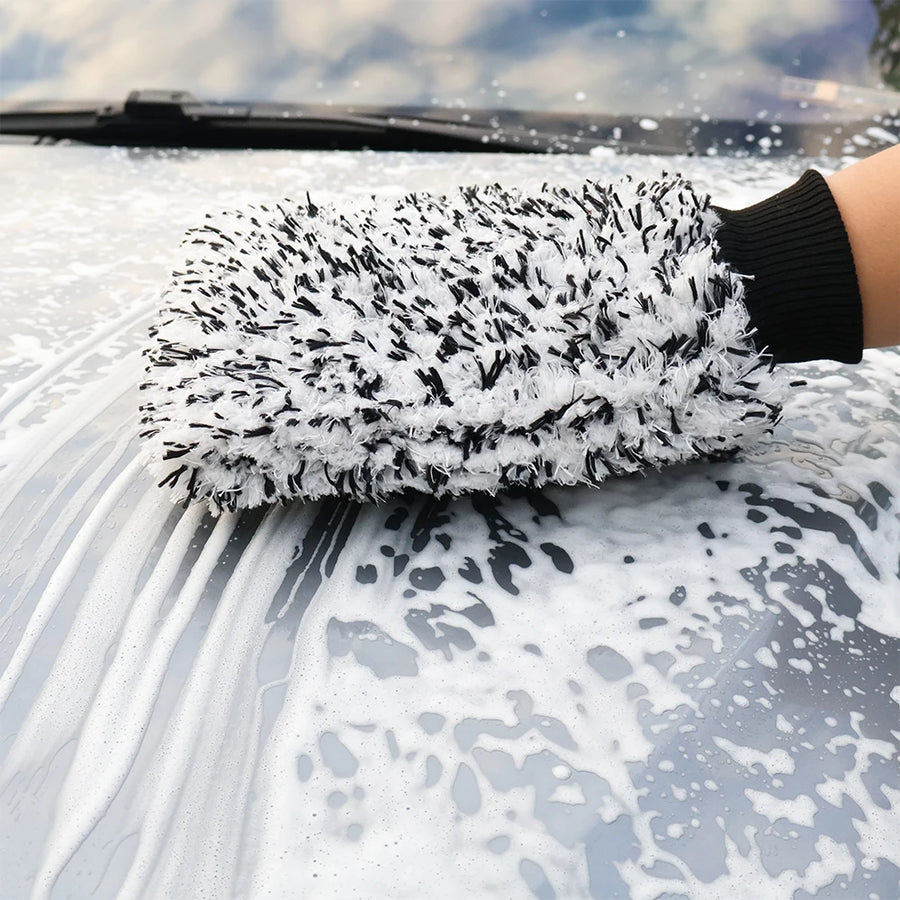 Black Double-Sided Microfiber Car Wash Mitt