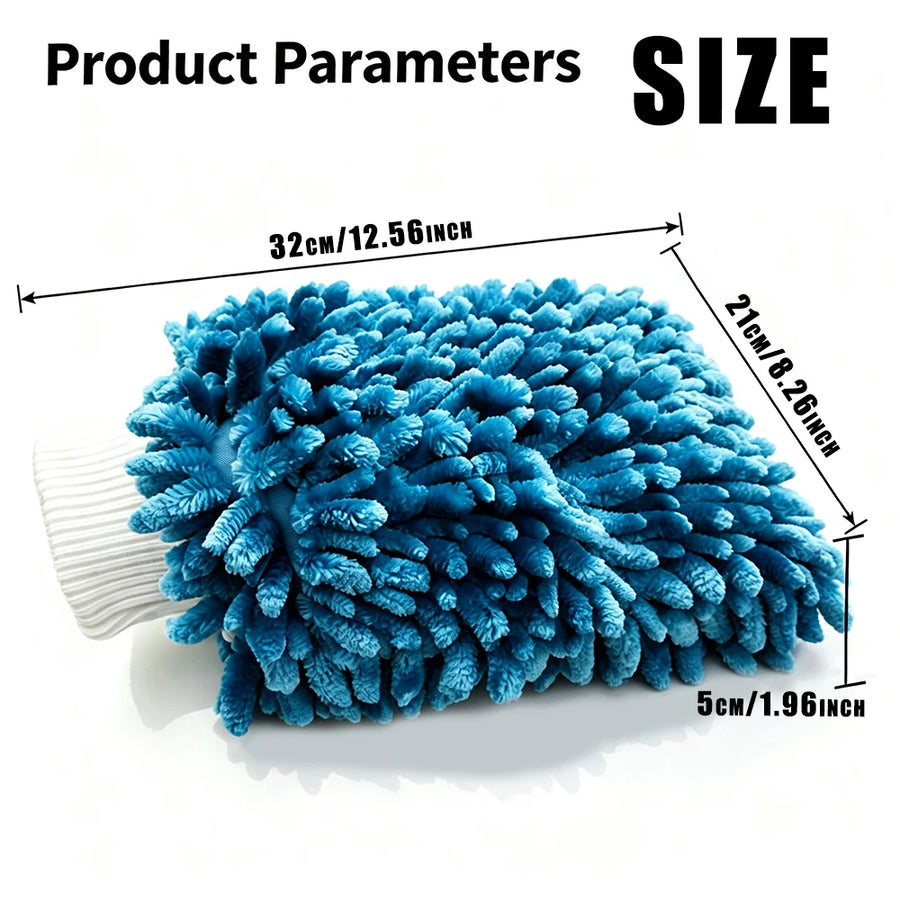 XL Blue Double-Sided Chenille Car Wash Mitt