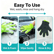 Five-Finger Chenille & Mesh Car Wash Gloves