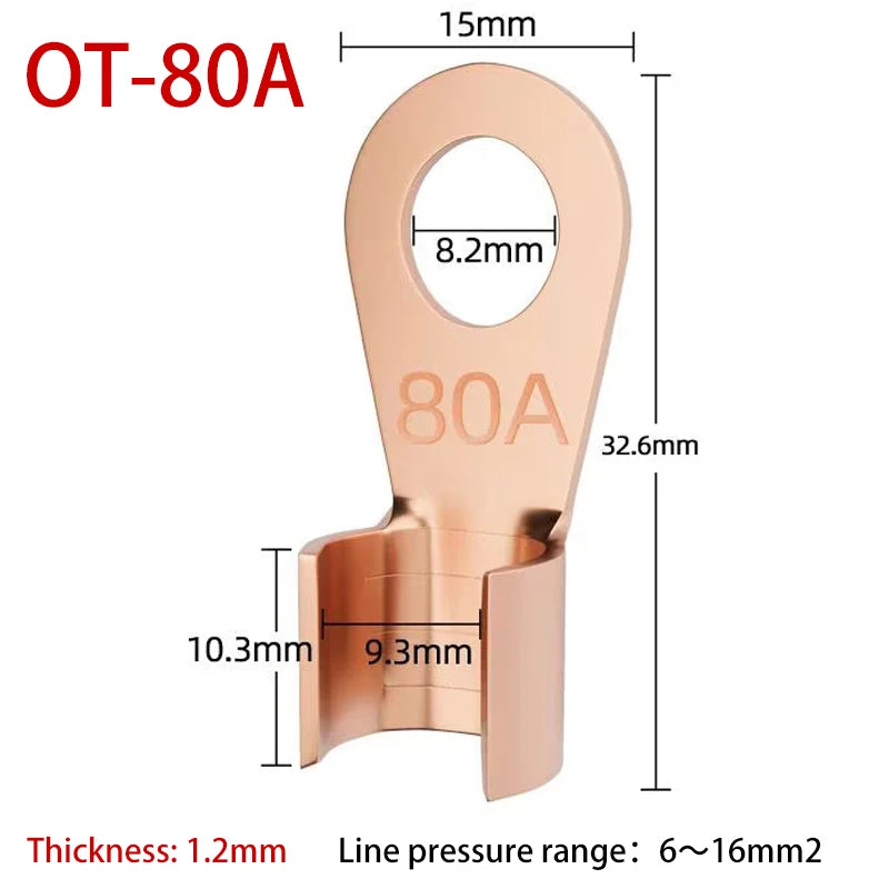 Copper Battery Cable Ring Lug Terminals - 10 or 50 Pieces