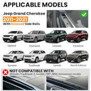 Black Roof Rack Crossbar Set for 2011–2021 Jeep Grand Cherokee
