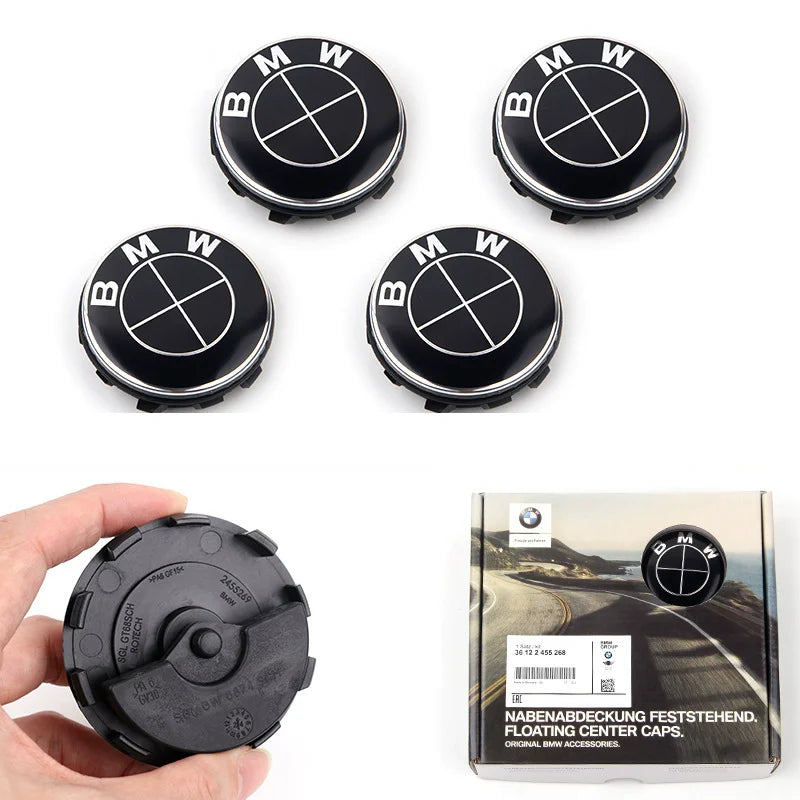 4-Piece 56mm 68mm Floating Wheel Center Caps for BMW E36 E46 E90 E39 E60 F10 F30 X3 X5 X6 G20 G30 M3