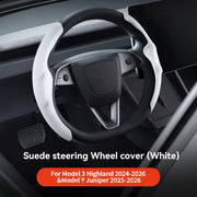 Leather Steering Wheel Cover for Tesla Model 3/Y Highland and Juniper