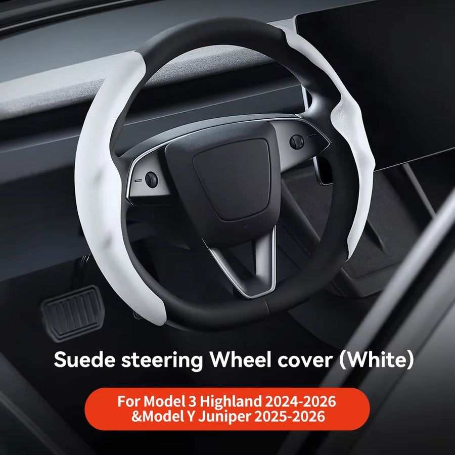 Leather Steering Wheel Cover for Tesla Model 3/Y Highland and Juniper