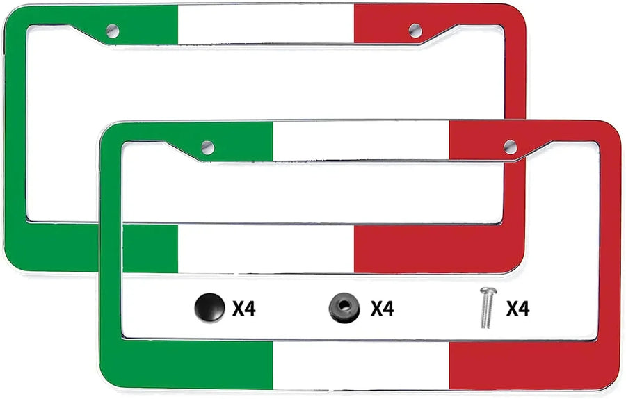 2-Piece Italian Flag Aluminum License Plate Frame Set