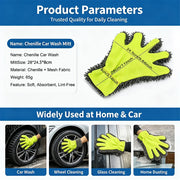 Five-Finger Chenille & Mesh Car Wash Gloves